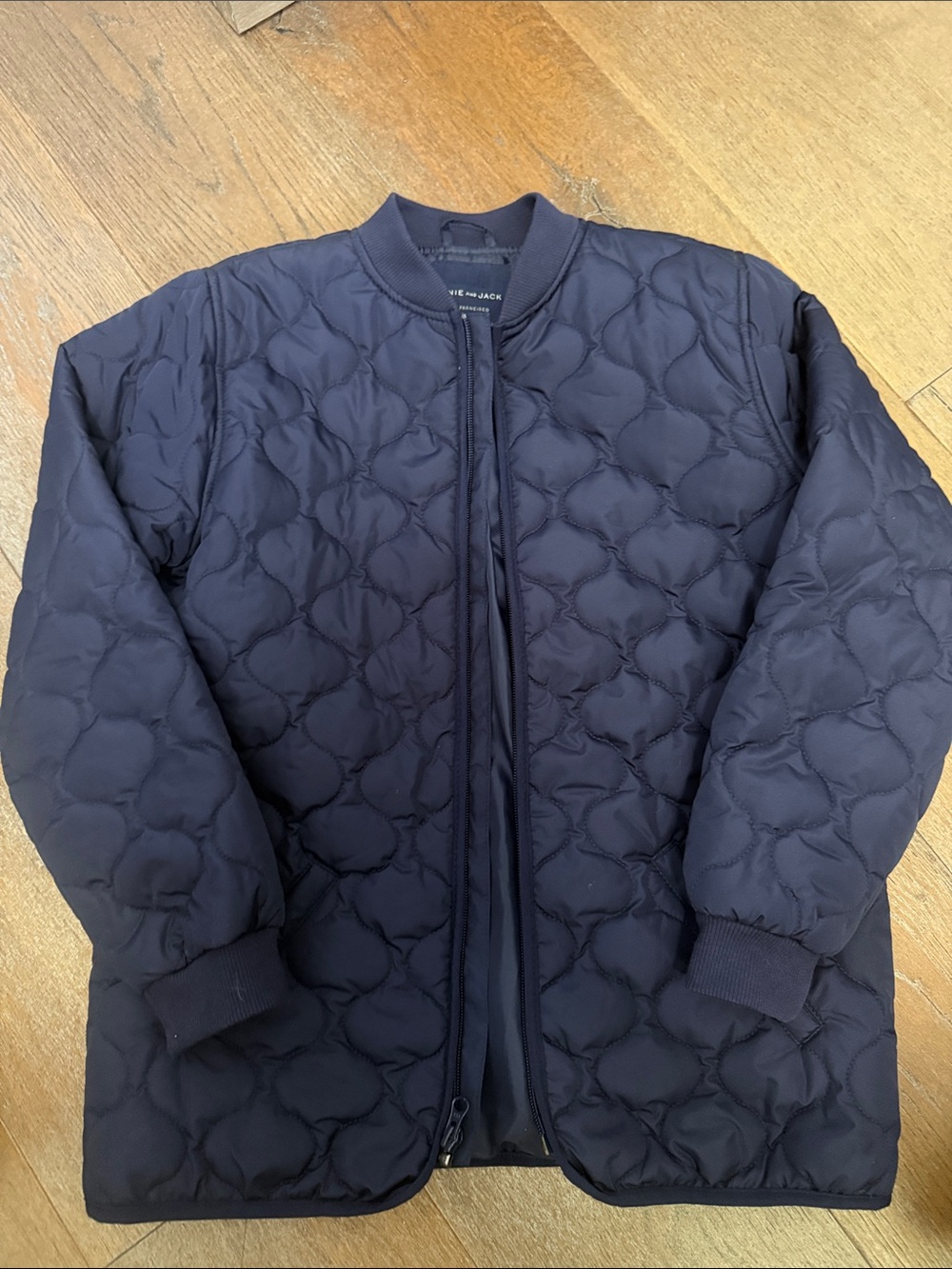 Janie and Jack Navy Quilted Bomber Jacket Kids Size 10-12 NWOT